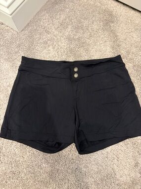Athleta Black Double-Button Athletic Swim Shorts